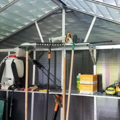 11' X 21.3' Palram Canopia Yukon Dark Grey Plastic Shed With WPC Floor (3.32m X 6.43m) 25 11' X 21.3' Palram Canopia Yukon Dark Grey Plastic Shed With WPC Floor (3.32m X 6.43m) -Lifetina Shop 705724 yukon 11x21 dark grey shed with floor close up3 min 1