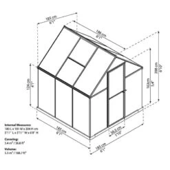 6' X 6' Palram Canopia Mythos Grey Greenhouse (1.85m X 1.86m) 13 6' X 6' Palram Canopia Mythos Grey Greenhouse (1.85m X 1.86m) -Lifetina Shop 705898 mythos 6x6 grey greenhouse drawing min 1