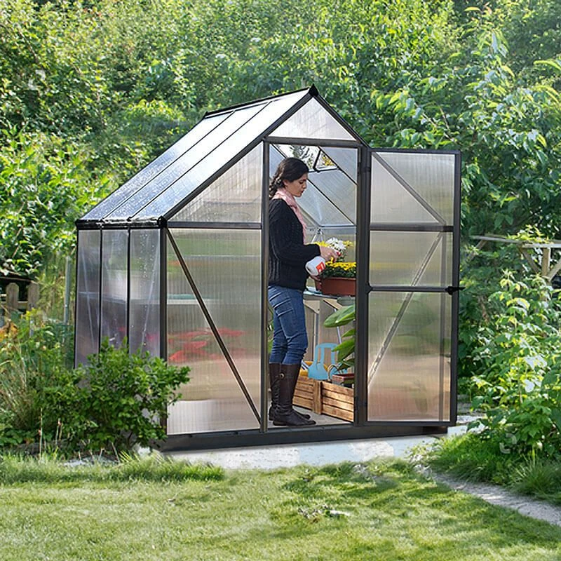 6' X 6' Palram Canopia Mythos Grey Greenhouse (1.85m X 1.86m) 2 6' X 6' Palram Canopia Mythos Grey Greenhouse (1.85m X 1.86m) - Image 2