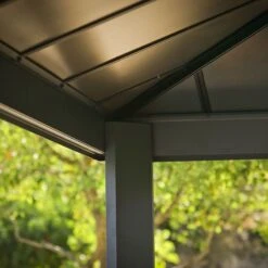 16' X 12' Palram Canopia Dallas 4900 Grey Garden Gazebo (4.88m X 3.64m) -Lifetina Shop 706082 16x12 palram dallas 4900 grey garden gazebo close up1 min