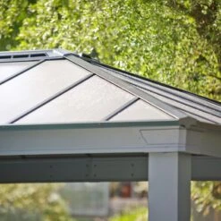 16' X 12' Palram Canopia Dallas 4900 Grey Garden Gazebo (4.88m X 3.64m) -Lifetina Shop 706082 16x12 palram dallas 4900 grey garden gazebo close up7 min