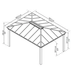 16' X 12' Palram Canopia Dallas 4900 Grey Garden Gazebo (4.88m X 3.64m) -Lifetina Shop 706082 16x12 palram dallas 4900 grey garden gazebo drawing min 1