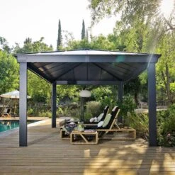 16' X 12' Palram Canopia Dallas 4900 Grey Garden Gazebo (4.88m X 3.64m) -Lifetina Shop 706082 16x12 palram dallas 4900 grey garden gazebo insitu5 min