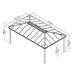 20' X 12' Palram Canopia Dallas 6100 Grey Garden Gazebo (6.12m X 3.64m) -Lifetina Shop 706083 20x12 palram dallas 6100 grey garden gazebo drawing min 1