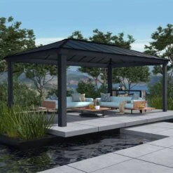 20' X 12' Palram Canopia Dallas 6100 Grey Garden Gazebo (6.12m X 3.64m)