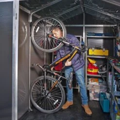 6' X 8' Palram Canopia Rubicon Double Door Plastic Garden Shed - Dark Grey (1.85m X 2.28m) -Lifetina Shop 706807bun 6x8 palram rubicon dd plastic shed grey close up3 min