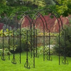 Panacea Lattice Metal Garden Arch Tunnel - Black 8'3 X 5'9
