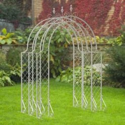 Panacea Lattice Metal Garden Arch Tunnel - White 8'3 X 5'9