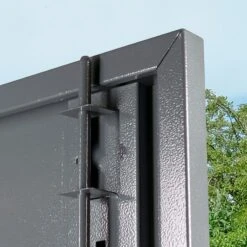 3'6 X 7'4 Asgard Sentry Slimline Metal Shed (1.06m X 2.23m) -Lifetina Shop asgen 3x7 asgard sentry slimline metal shed close up2 min 2