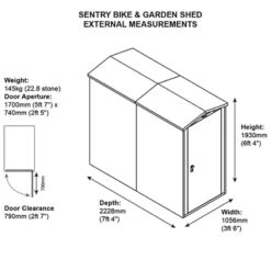 3'6 X 7'4 Asgard Sentry Slimline Metal Shed (1.06m X 2.23m) -Lifetina Shop asgen 3x7 asgard sentry slimline metal shed drawing1 min 2