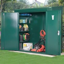 7'2 X 3' Asgard Trojan Plus Metal Shed & Bike Shed Combo (2.2m X 0.95m) -Lifetina Shop asgtrnplus 7x3 asgard trojan plus metal shed and bike shed combo insitu2 min