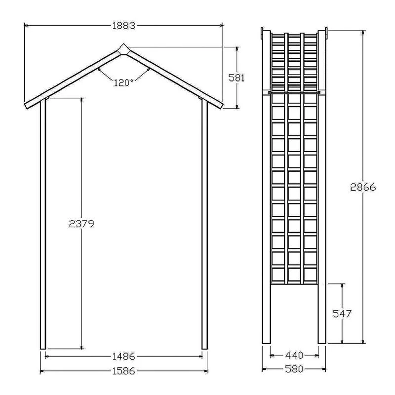 Pantheon Atlas Wooden Garden Arch 6'x2' 3 Pantheon Atlas Wooden Garden Arch 6'x2' - Image 3