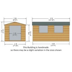 14' X 8' Shire Bison Heavy Duty Double Door Wooden Workshop (4.31m X 2.56m) -Lifetina Shop biso1408dsl 1aa bison 14x8 drawing