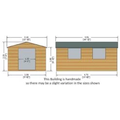 16' X 10' Shire Bison Heavy Duty Double Door Wooden Workshop (4.91m X 3.16m) -Lifetina Shop biso1610dsl 1aa bison 16x10 drawing