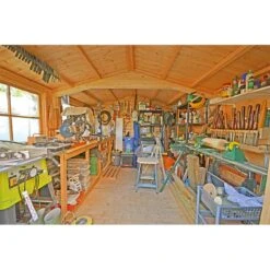 16' X 10' Shire Bison Heavy Duty Double Door Wooden Workshop (4.91m X 3.16m) -Lifetina Shop biso1610dsl 1aa bison 16x10 interior