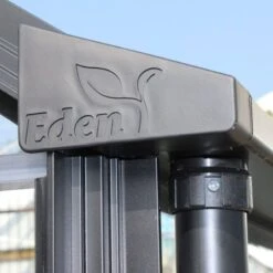 8' X 14' Halls Cotswold Blockley Greenhouse In Black With Toughened Glass (2.56m X 4.41m) -Lifetina Shop black gutter detail min 9