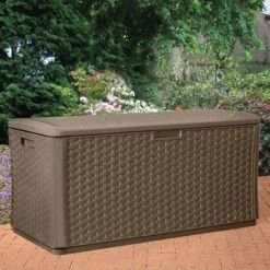 4 X 2 Suncast Resin Wicker Deck Box & Plastic Garden Storage
