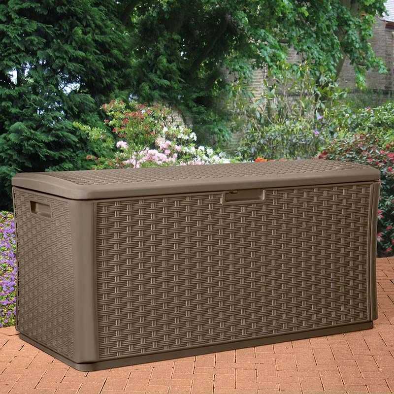 4 X 2 Suncast Resin Wicker Deck Box & Plastic Garden Storage 1 4 X 2 Suncast Resin Wicker Deck Box & Plastic Garden Storage