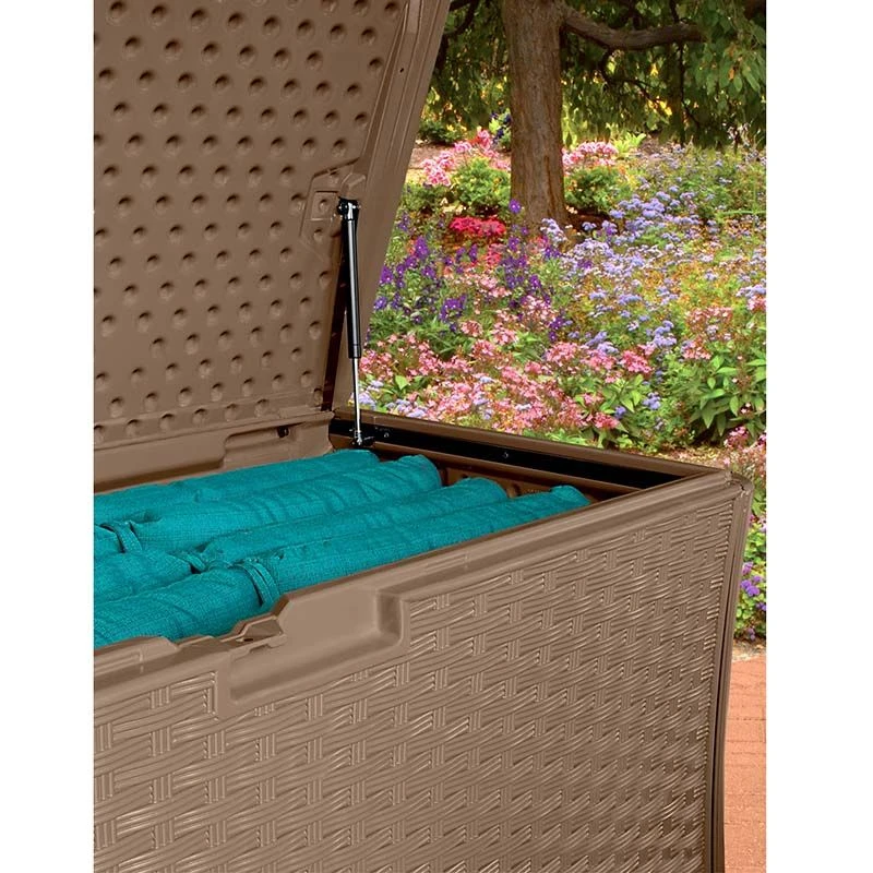 4 X 2 Suncast Resin Wicker Deck Box & Plastic Garden Storage 2 4 X 2 Suncast Resin Wicker Deck Box & Plastic Garden Storage - Image 2