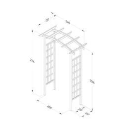 Forest Classic Dome Top Wooden Garden Pergola Arch 4'5 X 2'4 -Lifetina Shop cladtahd line drawing 1