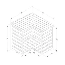 4'3 X 4'3 Forest Pent Corner Logstore (1.3m X 1.3m) -Lifetina Shop clgst line drawings