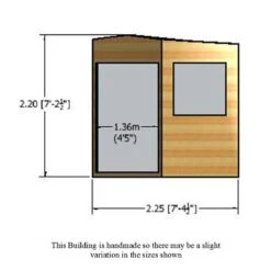 7'5 X 7'5 Shire Shiplap Wooden Corner Garden Shed (2.33m X 2.33m) -Lifetina Shop cornershed 8x8 line diagram01