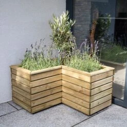 2'7 X 2'7 Forest Linear Corner Wooden Planter (0.8m X 0.8m)