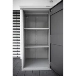 3' X 3'2 Trimetals Guardian D33 Metal Shed (0.91m X 0.97m) 10 3' X 3'2 Trimetals Guardian D33 Metal Shed (0.91m X 0.97m) -Lifetina Shop dm gy099 trimetals guardian d33 metal shed insitu2 min