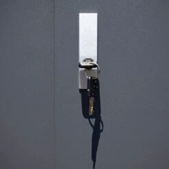 4'4 X 3'2 Trimetals Guardian D43 Metal Shed (1.34m X 0.97m) -Lifetina Shop dm gy139 trimetals guardian d43 metal shed close up1 min 1