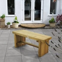Forest Double Sleeper Wooden Garden Bench 4'x1' (1.2x0.35m) -Lifetina Shop dsben12hd 1 min