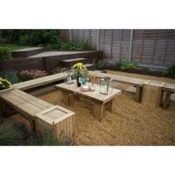 Forest Double Sleeper Wooden Garden Bench 4'x1' (1.2x0.35m) -Lifetina Shop dsben12hd 4 min