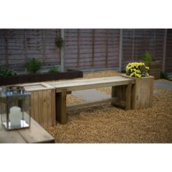 Forest Double Sleeper Wooden Garden Bench 4'x1' (1.2x0.35m) -Lifetina Shop dsben12hd 5 min
