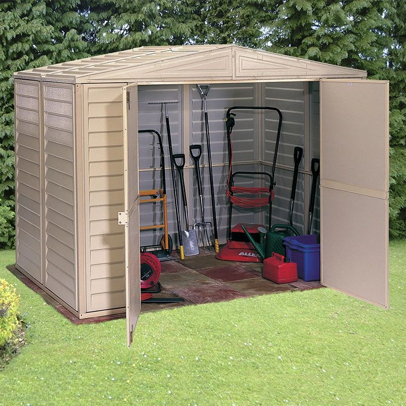 8' X 5'3" Saffron Plastic Vinyl Apex Shed (Includes Foundation Kit And Skylight) (2.39m X 1.6m) 1 8' X 5'3" Saffron Plastic Vinyl Apex Shed (Includes Foundation Kit And Skylight) (2.39m X 1.6m)