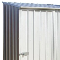 5' X 2'7 Absco Space Saver Pent Metal Shed - Zinc (1.52m X 0.79m) -Lifetina Shop esdxl20met001bun 5x3 absco space saver pent metal shed zinc close up2 min