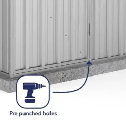 5' X 2'7 Absco Space Saver Pent Metal Shed - Zinc (1.52m X 0.79m) -Lifetina Shop esdxl20met001bun 5x3 absco space saver pent metal shed zinc close up5 min