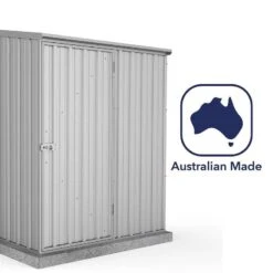 5' X 2'7 Absco Space Saver Pent Metal Shed - Zinc (1.52m X 0.79m) -Lifetina Shop esdxl20met001bun 5x3 absco space saver pent metal shed zinc close up7 min