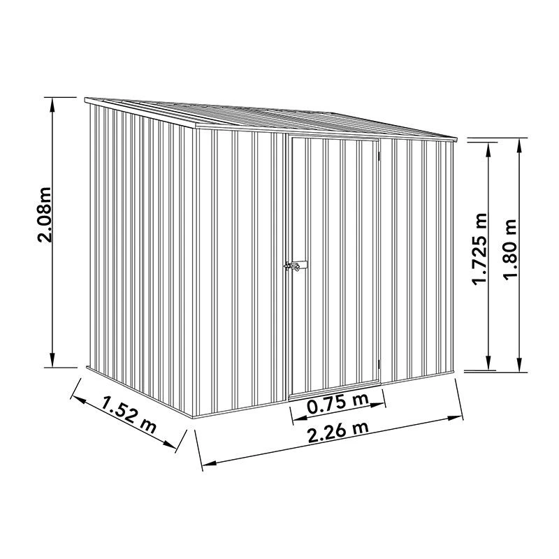 7'5 X 5' Absco Storemaster 2ZA Zinc Metal Garden Shed (2.26m X 1.52m) 2 7'5 X 5' Absco Storemaster 2ZA Zinc Metal Garden Shed (2.26m X 1.52m) - Image 2