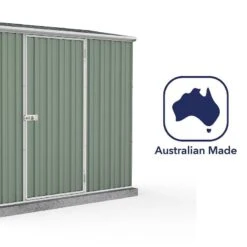 7'5 X 2'7 Absco Space Saver Pent Metal Shed - Pale Eucalyptus (2.26m X 0.79m) -Lifetina Shop esdxl20met008bun 7 5x2 7 absco spacesaver pent metal shed close up7 min