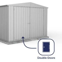 10' X 20' Absco Utility Metal Garage Workshop Shed - Zinc (3m X 6.1m) -Lifetina Shop esdxl20met034bun 10x20 absco metal garage shed close up2 min