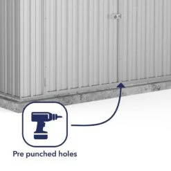 10' X 20' Absco Utility Metal Garage Workshop Shed - Zinc (3m X 6.1m) -Lifetina Shop esdxl20met034bun 10x20 absco metal garage shed close up3 min