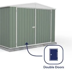 10' X 20' Absco Utility Metal Garage Workshop Shed - Pale Eucalyptus (3m X 6.1m) -Lifetina Shop esdxl20met035 10x20 absco metal garage shed pe close up3 min