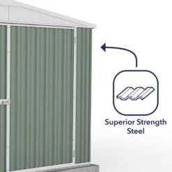 10' X 20' Absco Utility Metal Garage Workshop Shed - Pale Eucalyptus (3m X 6.1m) -Lifetina Shop esdxl20met035 10x20 absco metal garage shed pe close up5 min