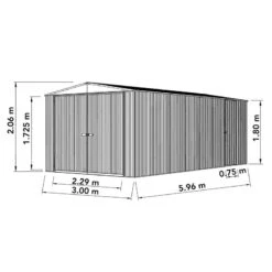 10' X 20' Absco Utility Metal Garage Workshop Shed - Pale Eucalyptus (3m X 6.1m) -Lifetina Shop esdxl20met035 10x20 absco metal garage shed pe drawing min