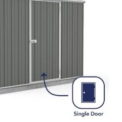 7'5 X 2'7 Absco Space Saver Pent Metal Shed - Grey (2.26m X 0.79m) -Lifetina Shop esdxl20met096bun 7 5x2 7 absco spacesaver pent metal shed close up2 min