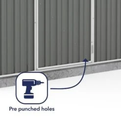 7'5 X 2'7 Absco Space Saver Pent Metal Shed - Grey (2.26m X 0.79m) -Lifetina Shop esdxl20met096bun 7 5x2 7 absco spacesaver pent metal shed close up3 min