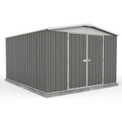 9'10 X 12' Absco Regent Double Door Metal Shed - Grey (3m X 3.66m)
