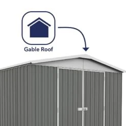 9'10 X 12' Absco Regent Double Door Metal Shed - Grey (3m X 3.66m) -Lifetina Shop esdxl20met098bun 9 10x12 absco regent dd metal shed close up1 min