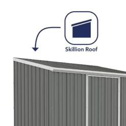 7'5 X 5' Absco Space Saver Pent Metal Shed - Grey (2.26m X 1.52m) -Lifetina Shop esdxl20met100bun 7 5x5 absco spacesaver pent metal shed close up1 min