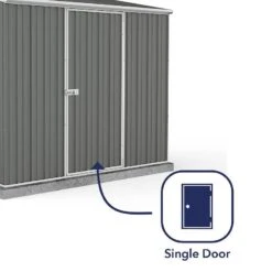 7'5 X 5' Absco Space Saver Pent Metal Shed - Grey (2.26m X 1.52m) -Lifetina Shop esdxl20met100bun 7 5x5 absco spacesaver pent metal shed close up2 min