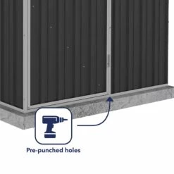 5' X 3' Absco Space Saver Pent Metal Shed - Dark Grey (1.52m X 0.78m) -Lifetina Shop esdxl20met103 5x3 absco dark grey feature4 min